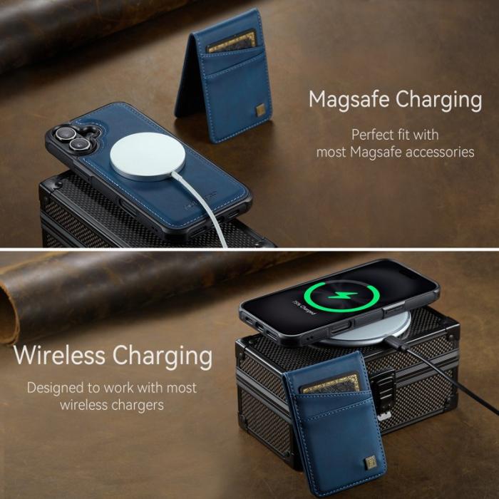 AUTSPACE - AUTSPACE iPhone 16 Fodral Äkta läder - Blå