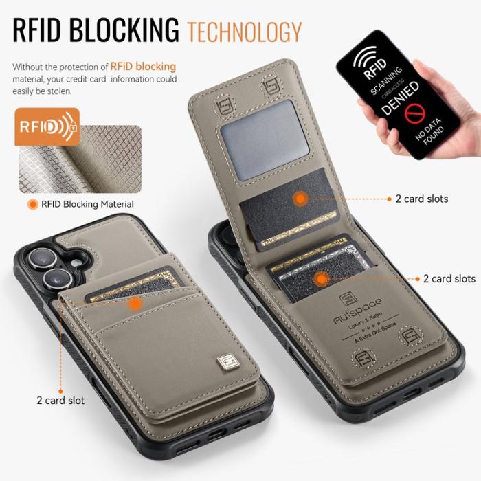 AUTSPACE - AUTSPACE iPhone 16 Fodral Äkta läder - Grå