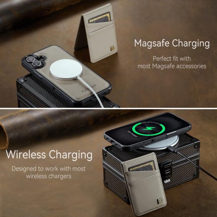 AUTSPACE - AUTSPACE iPhone 16 Fodral Äkta läder - Grå