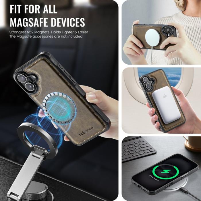 AUTSPACE - AUTSPACE iPhone 16 Fodral Äkta läder - Kaffe