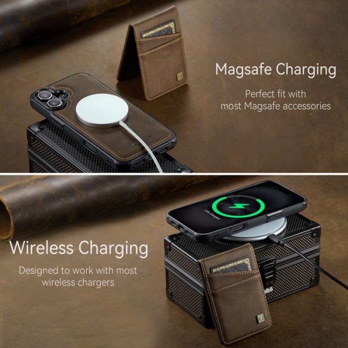 AUTSPACE - AUTSPACE iPhone 16 Fodral Äkta läder - Kaffe