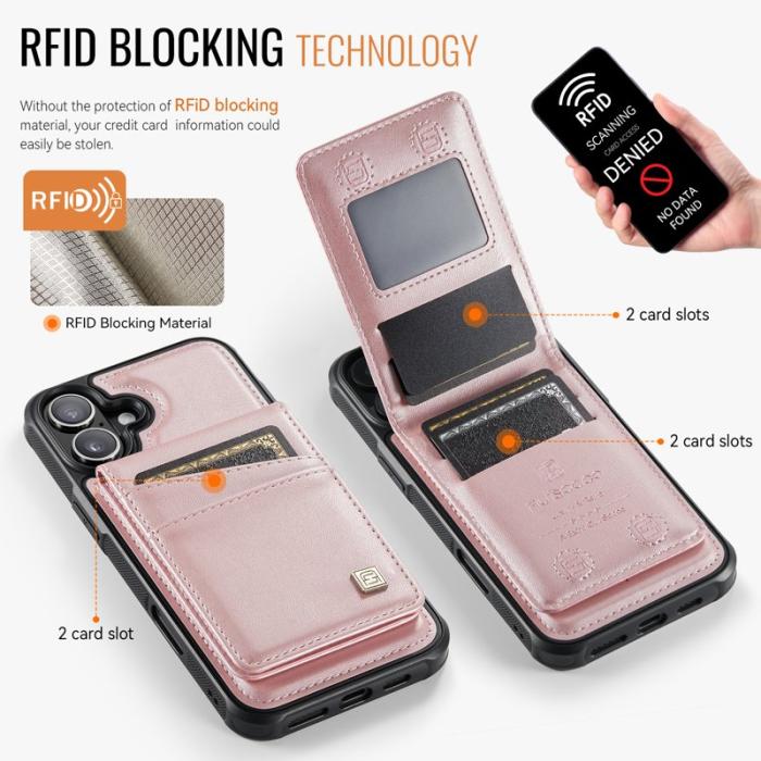 AUTSPACE - AUTSPACE iPhone 16 Fodral Äkta läder - Rose Gold