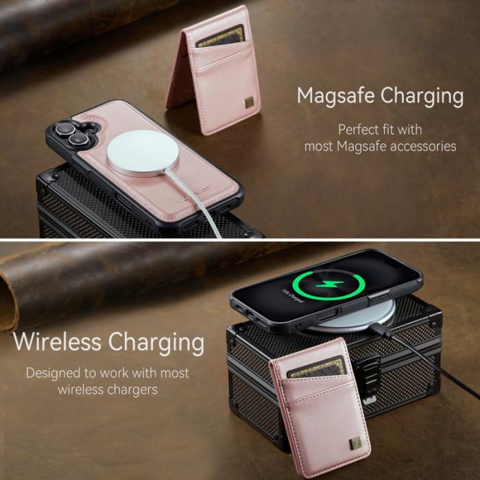 AUTSPACE - AUTSPACE iPhone 16 Fodral Äkta läder - Rose Gold