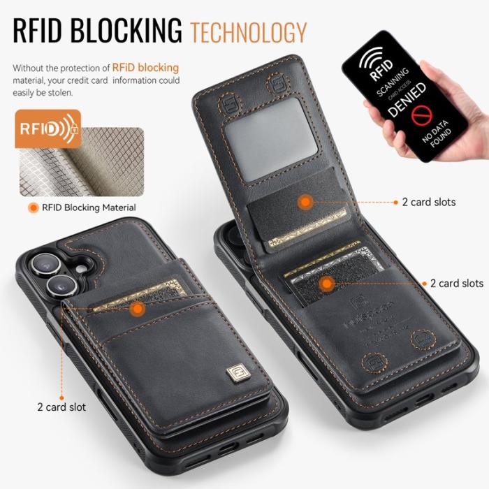 AUTSPACE - AUTSPACE iPhone 16 Fodral Äkta läder - Svart