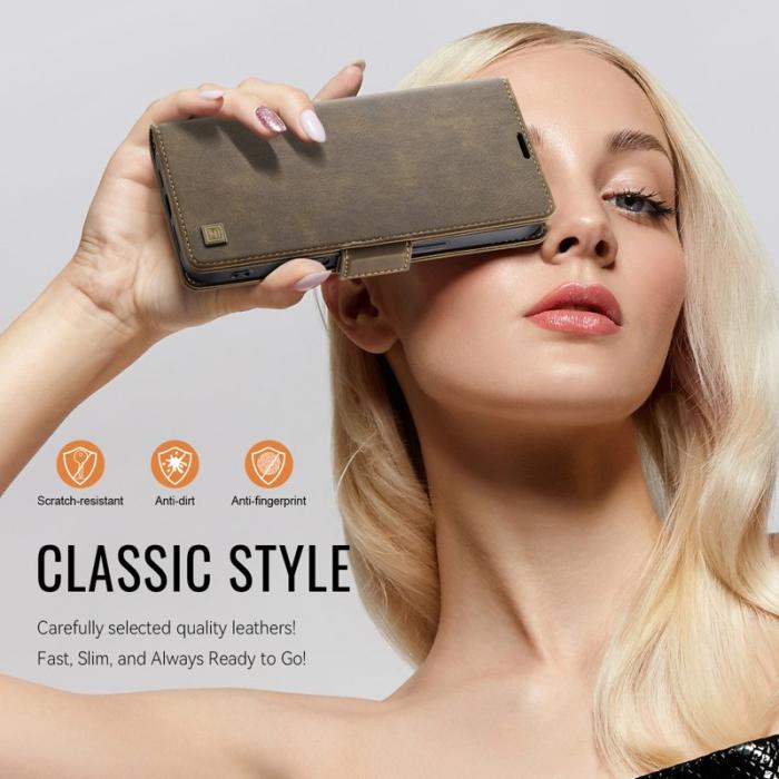 AUTSPACE - AUTSPACE iPhone 16 Fodral Retro Läder - Brun - RFID Blocking