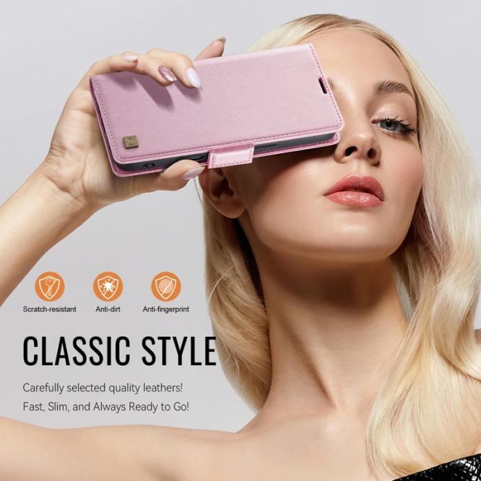 AUTSPACE - AUTSPACE iPhone 16 Fodral Retro Läder - Pink - RFID Blocking