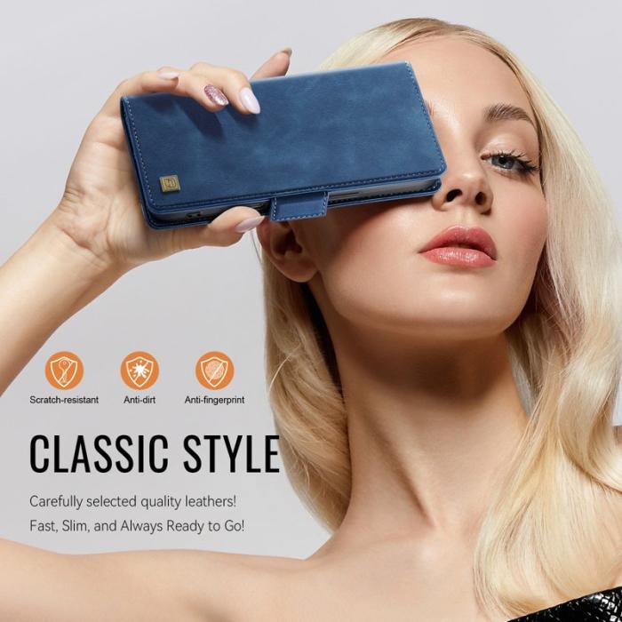 AUTSPACE - AUTSPACE iPhone 16 Fodral Retro Läder - RFID Blocking - Blå