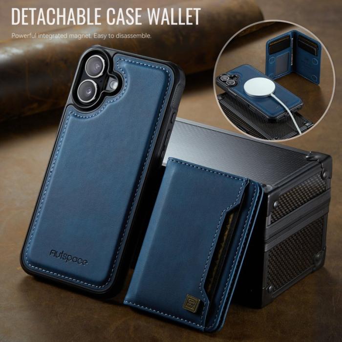 AUTSPACE - AUTSPACE iPhone 16 Fodral Vintage Läder - Blå