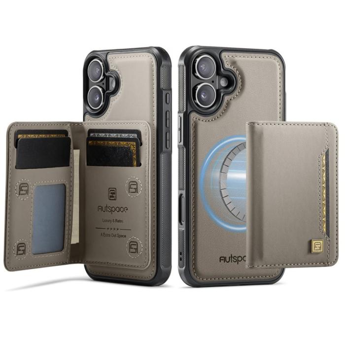 AUTSPACE - AUTSPACE iPhone 16 Fodral Vintage Läder - Grå