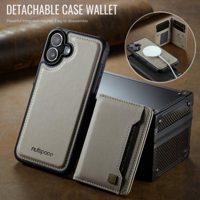 AUTSPACE - AUTSPACE iPhone 16 Fodral Vintage Läder - Grå