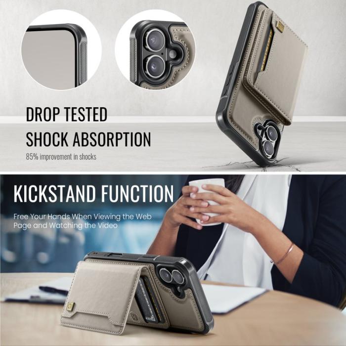 AUTSPACE - AUTSPACE iPhone 16 Fodral Vintage Läder - Grå