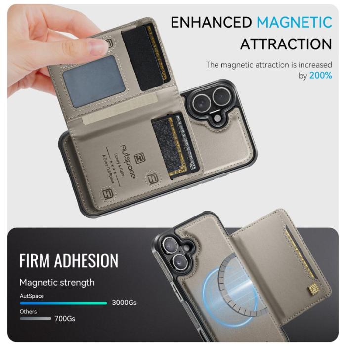 AUTSPACE - AUTSPACE iPhone 16 Fodral Vintage Läder - Grå