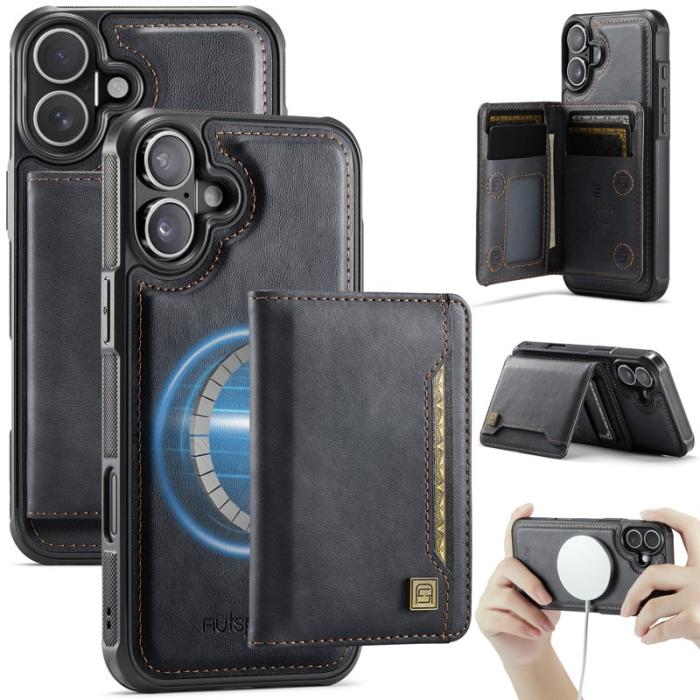 AUTSPACE - AUTSPACE iPhone 16 Fodral Vintage Läder - Magnetisk - Svart