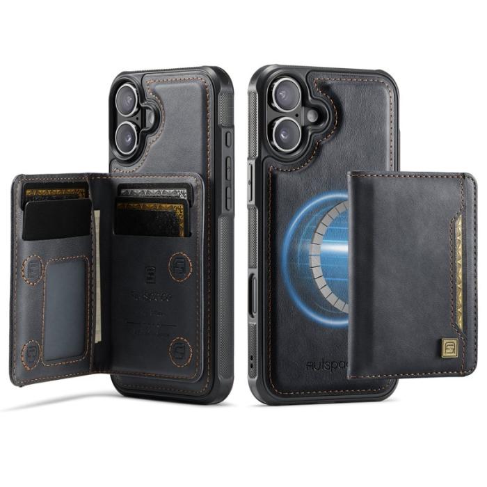 AUTSPACE - AUTSPACE iPhone 16 Fodral Vintage Läder - Magnetisk - Svart