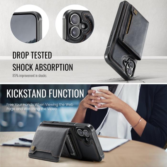 AUTSPACE - AUTSPACE iPhone 16 Fodral Vintage Läder - Magnetisk - Svart