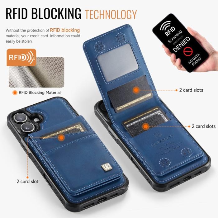 AUTSPACE - AUTSPACE iPhone 16 Plus Fodral Äkta läder - Blå