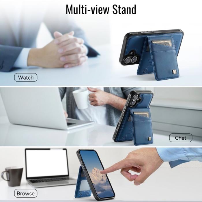 AUTSPACE - AUTSPACE iPhone 16 Plus Fodral Äkta läder - Blå