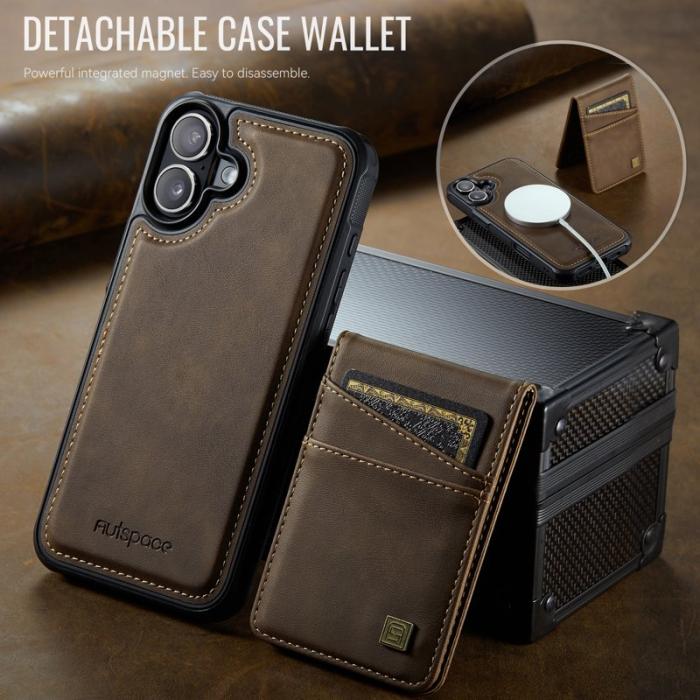 AUTSPACE - AUTSPACE iPhone 16 Plus Fodral Äkta läder - Kaffe