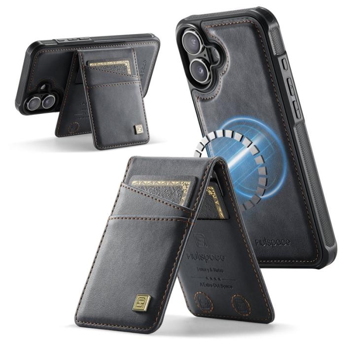 AUTSPACE - AUTSPACE iPhone 16 Plus Fodral Äkta läder - Svart