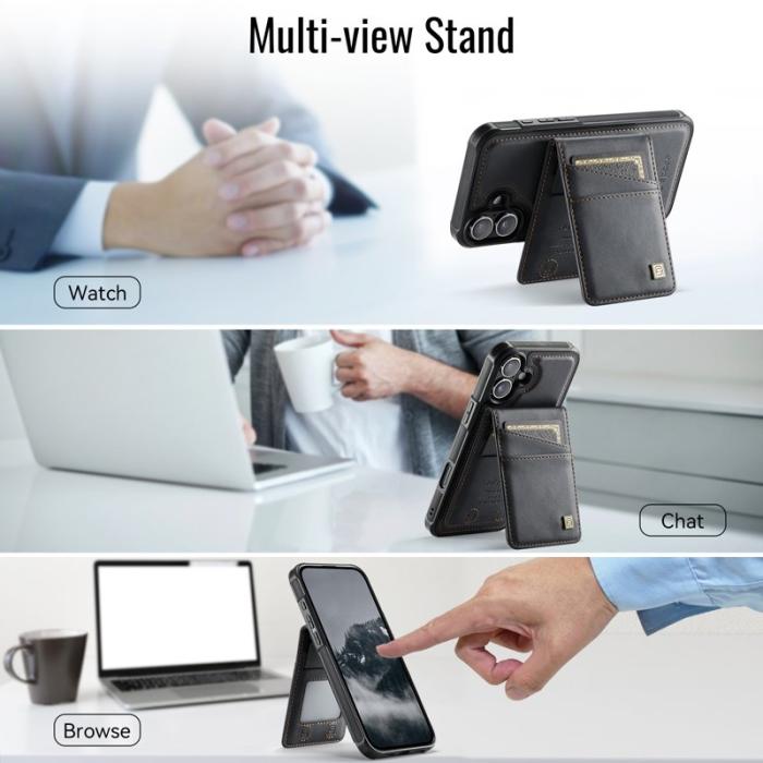 AUTSPACE - AUTSPACE iPhone 16 Plus Fodral Äkta läder - Svart