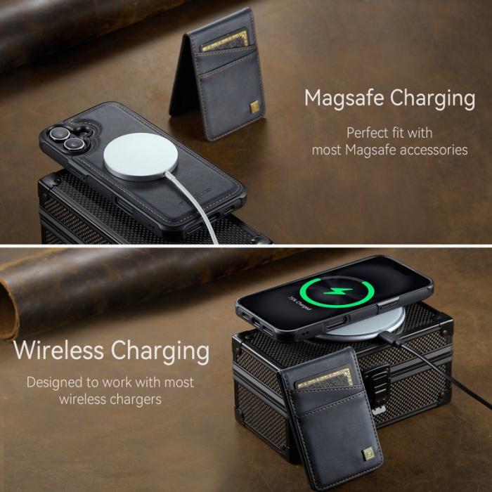 AUTSPACE - AUTSPACE iPhone 16 Plus Fodral Äkta läder - Svart