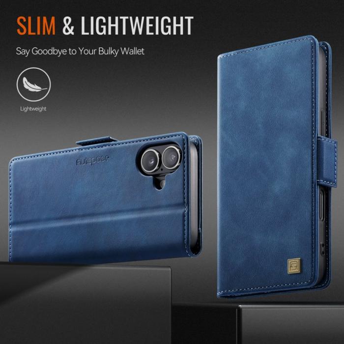 AUTSPACE - AUTSPACE iPhone 16 Plus Fodral Retro Läder - Blå