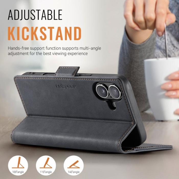 AUTSPACE - AUTSPACE iPhone 16 Plus Fodral Retro Läder - Svart