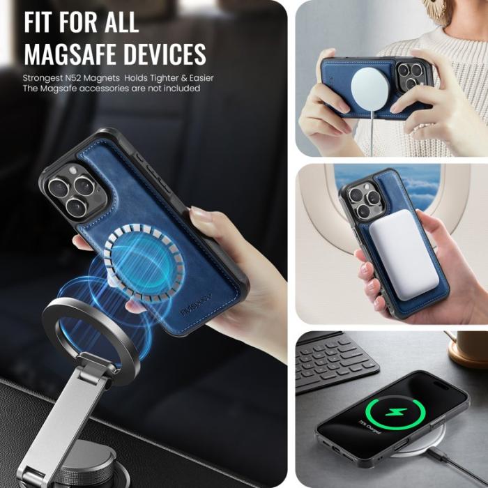 AUTSPACE - AUTSPACE iPhone 16 Pro Fodral Äkta läder - Blå