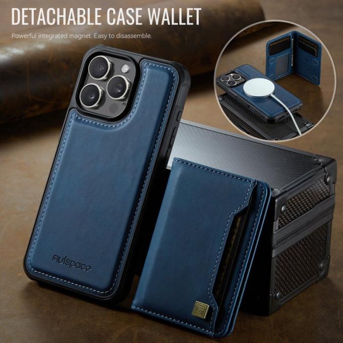 AUTSPACE - AUTSPACE iPhone 16 Pro Fodral Äkta läder - Blå