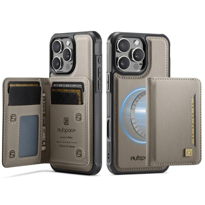 AUTSPACE - AUTSPACE iPhone 16 Pro Fodral Äkta läder - Grå