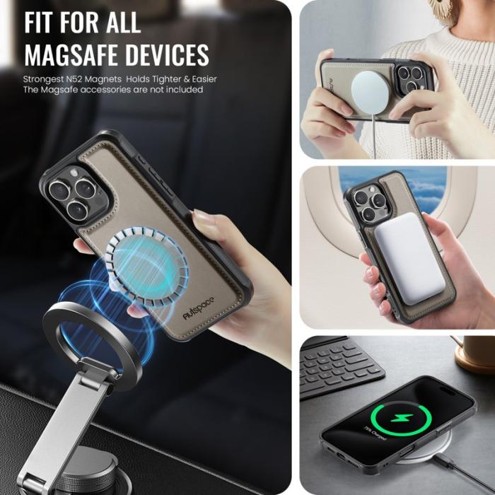 AUTSPACE - AUTSPACE iPhone 16 Pro Fodral Äkta läder - Grå