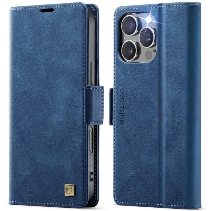 AUTSPACE - AUTSPACE iPhone 16 Pro Fodral Retro Läder - Blå