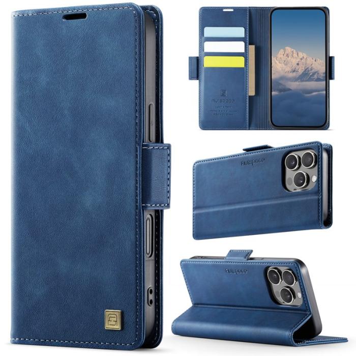 AUTSPACE - AUTSPACE iPhone 16 Pro Fodral Retro Läder - Blå