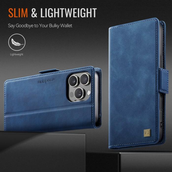 AUTSPACE - AUTSPACE iPhone 16 Pro Fodral Retro Läder - Blå