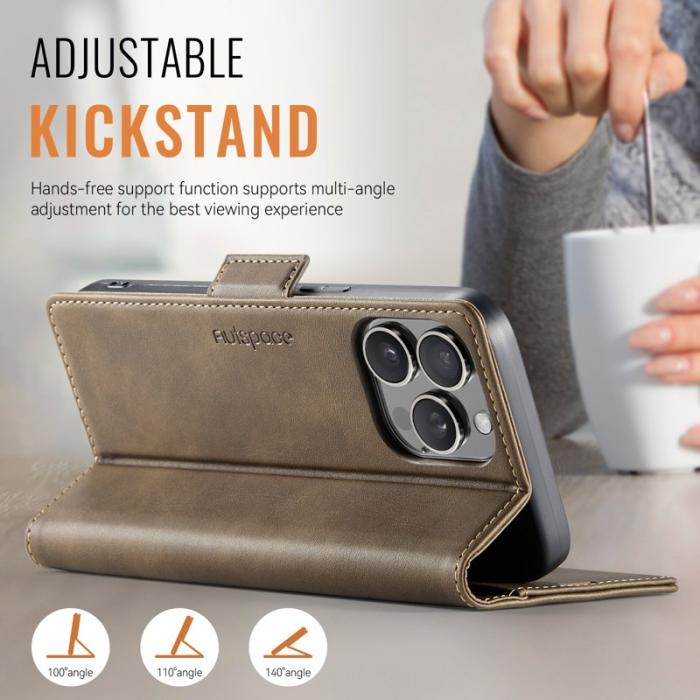 AUTSPACE - AUTSPACE iPhone 16 Pro Fodral Retro Läder - Brun