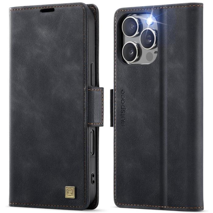 AUTSPACE - AUTSPACE iPhone 16 Pro Fodral Retro Läder - Svart