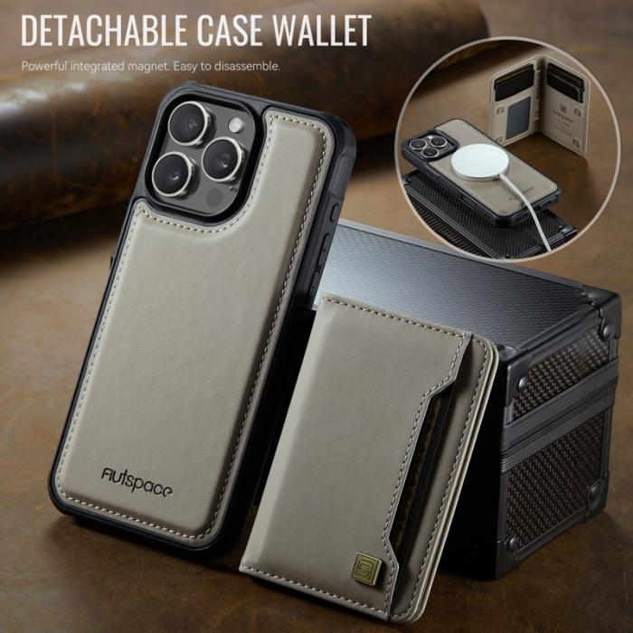 AUTSPACE - AUTSPACE iPhone 16 Pro Max Fodral Äkta läder - Grå