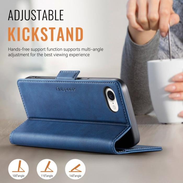 AUTSPACE - AUTSPACE iPhone 16e Fodral Retro Läder - Blå