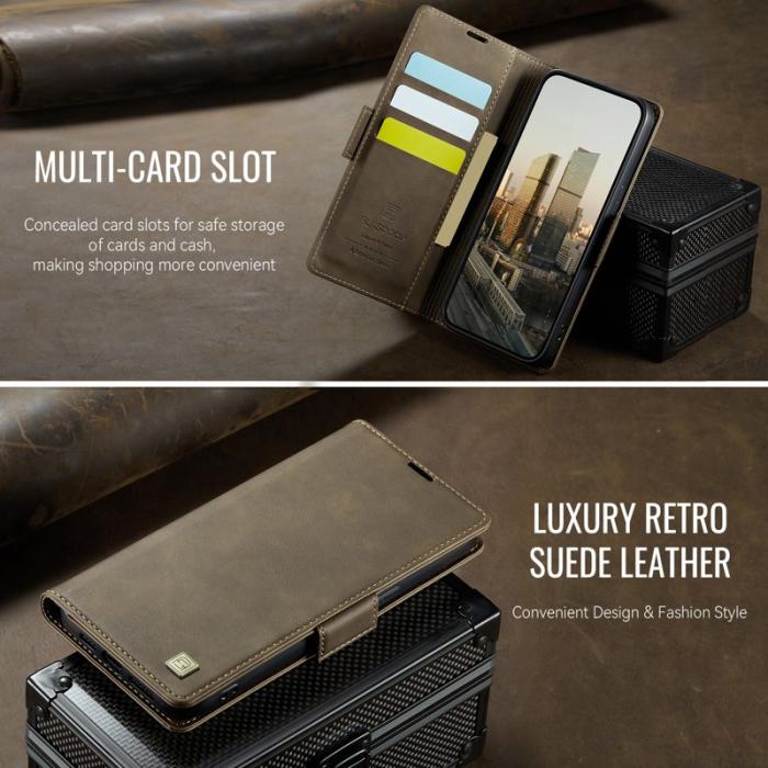 AUTSPACE - AUTSPACE iPhone 16e Fodral Retro Läder - Brun - RFID Blocking