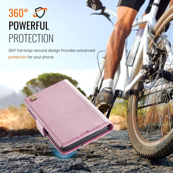 AUTSPACE - AUTSPACE iPhone 16e Fodral Retro Läder - Pink - RFID Blocking