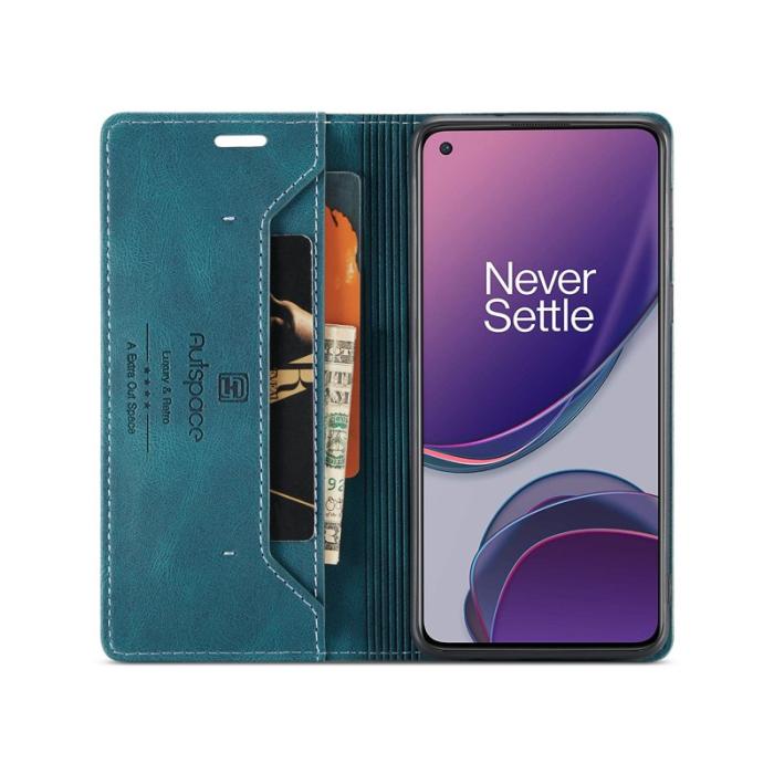 AUTSPACE - AUTSPACE OnePlus 8T Wallet Fodral Äkta läder - Blå