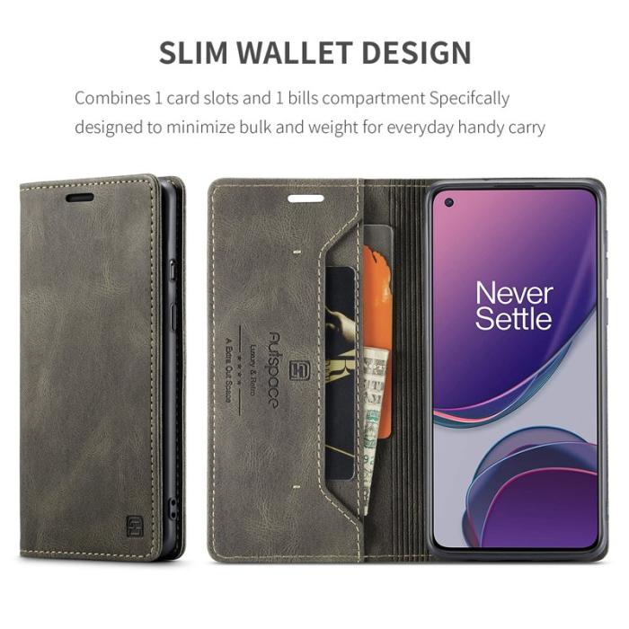 AUTSPACE - AUTSPACE OnePlus 8T Wallet Fodral Äkta läder - Kaffe