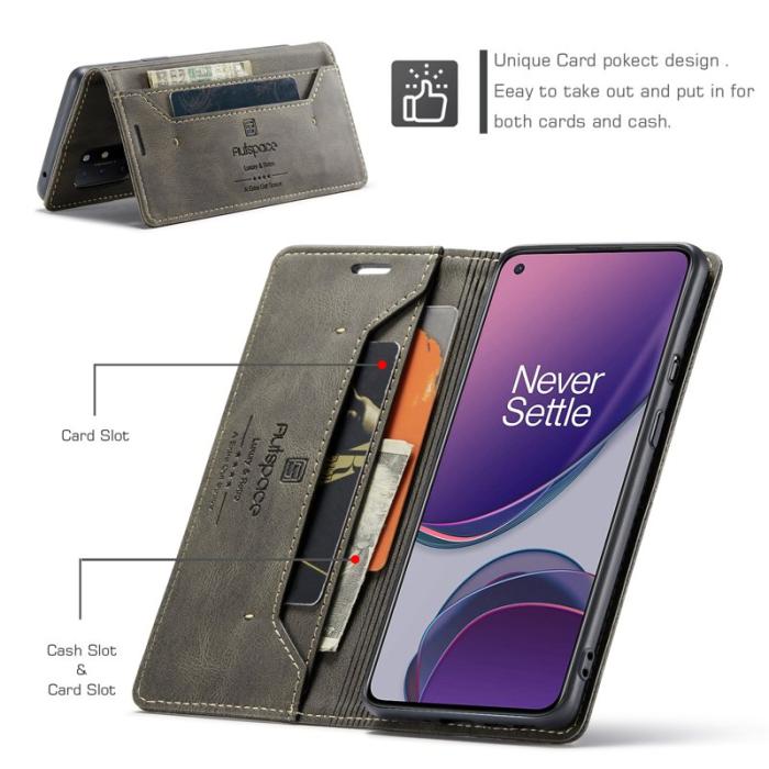 AUTSPACE - AUTSPACE OnePlus 8T Wallet Fodral Äkta läder - Kaffe
