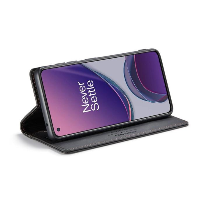 AUTSPACE - AUTSPACE OnePlus 8T Wallet Fodral Äkta läder - Svart