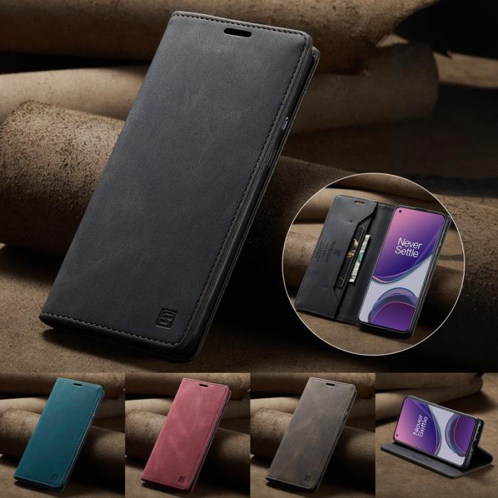 AUTSPACE - AUTSPACE OnePlus 8T Wallet Fodral Äkta läder - Svart