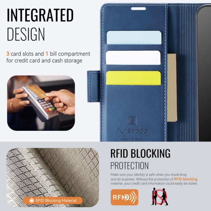 AUTSPACE - AUTSPACE Samsung Galaxy A14 Fodral Äkta läder - Blå