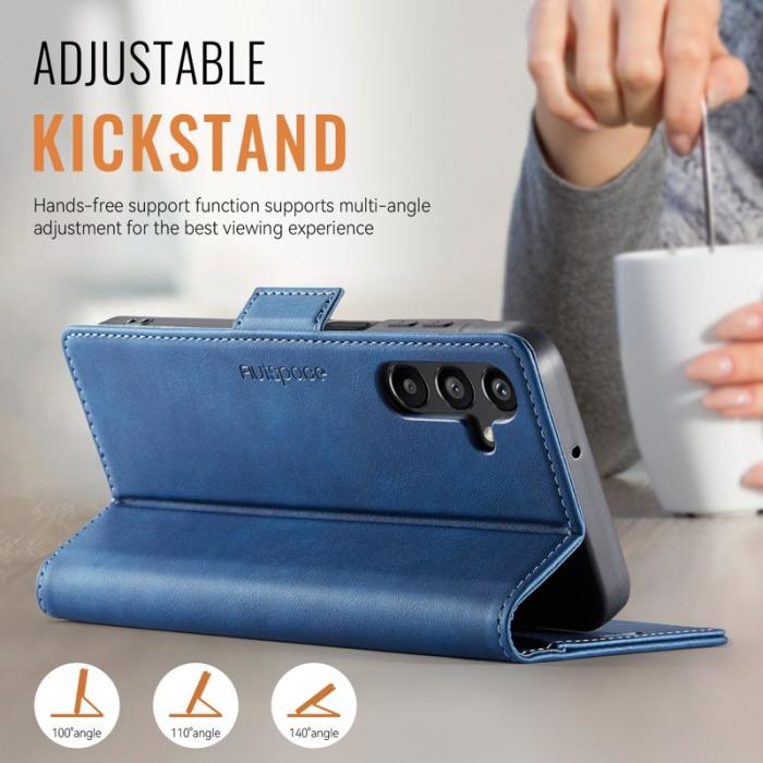 AUTSPACE - AUTSPACE Samsung Galaxy A14 Fodral Äkta läder - Blå