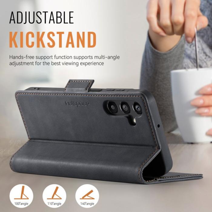 AUTSPACE - AUTSPACE Samsung Galaxy A16 5G Fodral Äkta läder - Svart