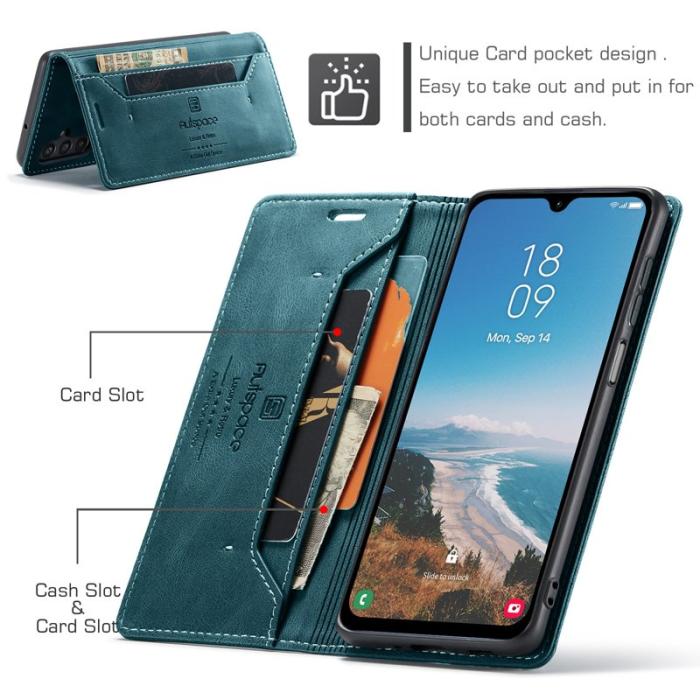 AUTSPACE - AUTSPACE Samsung Galaxy A16 5G Wallet Fodral Äkta läder - Blå
