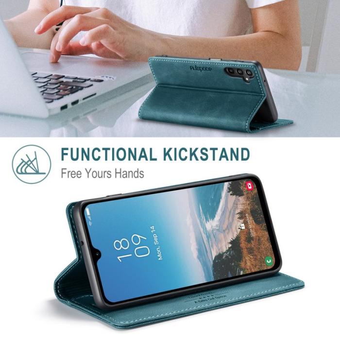 AUTSPACE - AUTSPACE Samsung Galaxy A16 5G Wallet Fodral Äkta läder - Blå